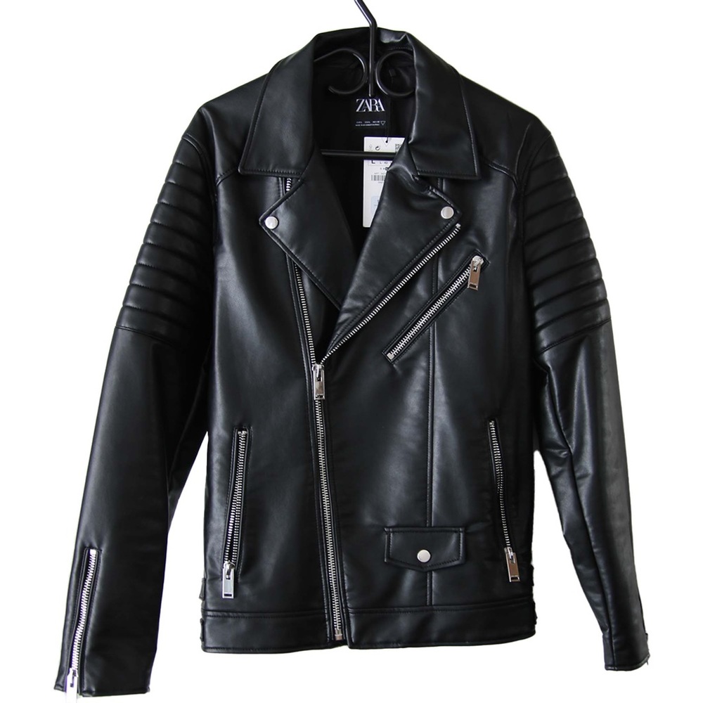 Zara man faux leather biker jacket
